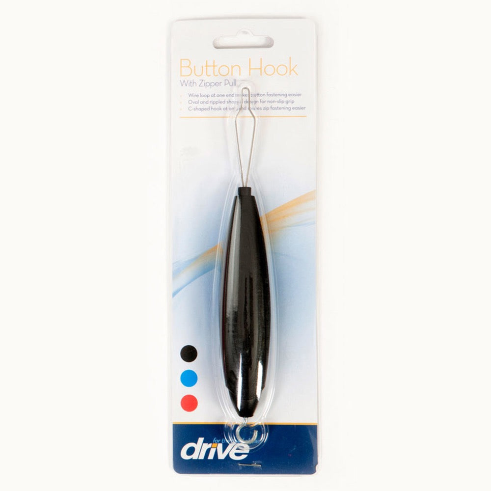 Button Hook With Zip Pull - Black